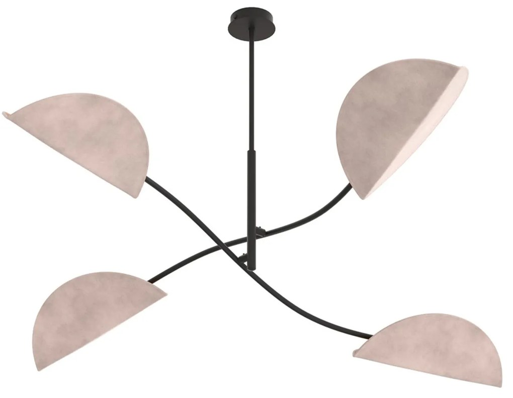 Plafoniera Moderna Ares Acciaio Nero Grigio 4 Luci E14 Ip20