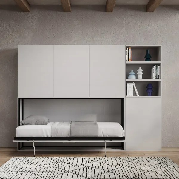 Letto NABOR singolo a scomparsa Bianco Frassino Composizione F
