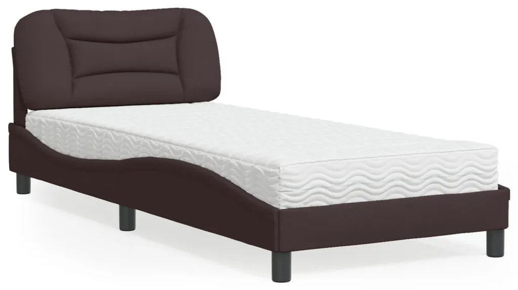 Letto con materasso marrone scuro 90x200 cm in tessuto