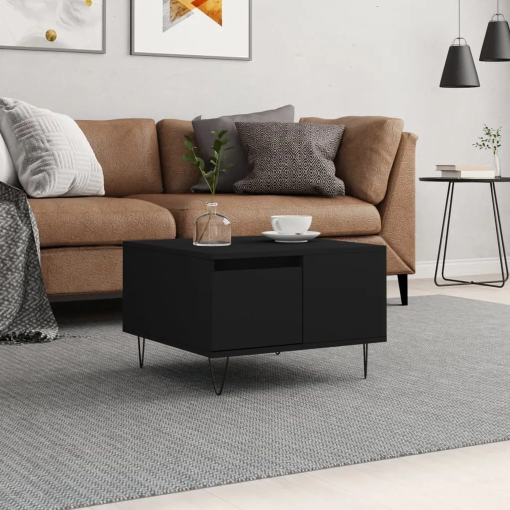 Tavolino Da Salotto Nero 55x55x36,5 Cm İn Legno Multistrato /