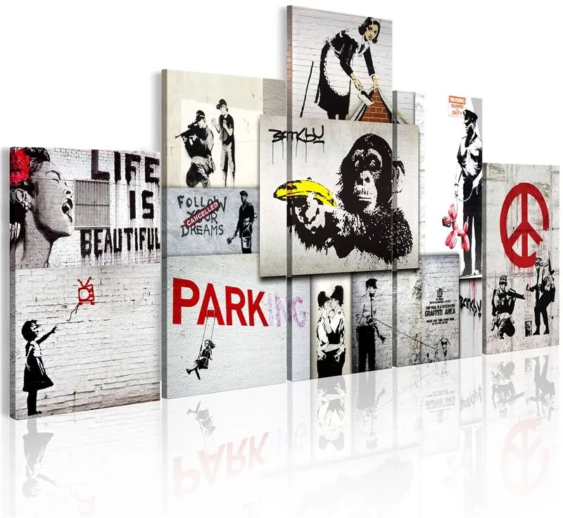 Quadro Street Crimes  Banksy Art  Colore Rosso, Dimensioni e Misure 100x50