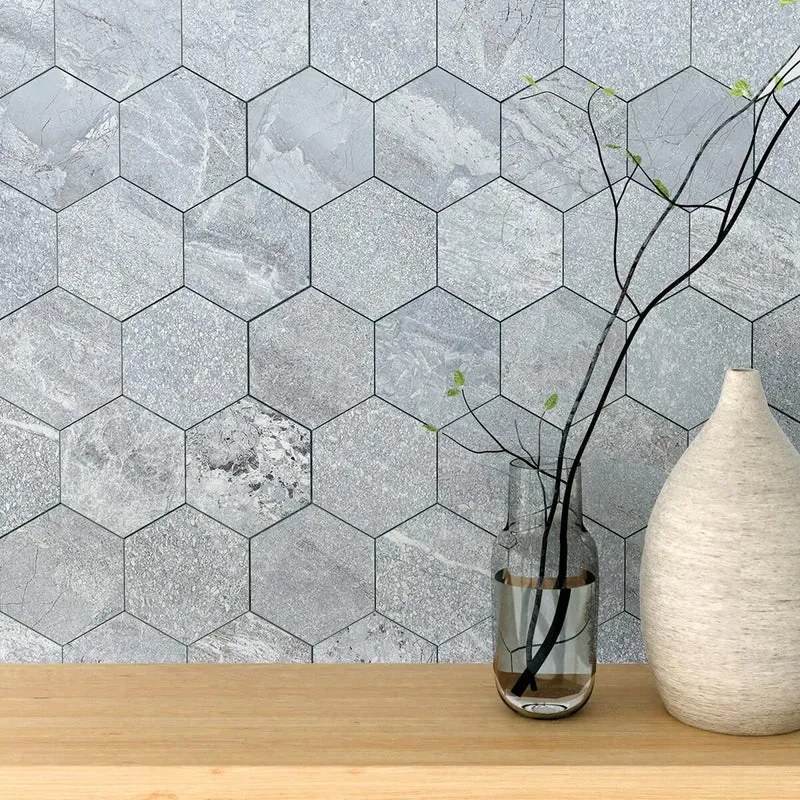 Piastrella Mosaico in gres porcellanato Hellir grigio opaco L 30.2 x L 30.2cm x Sp. 9 mm, 7 pezzi