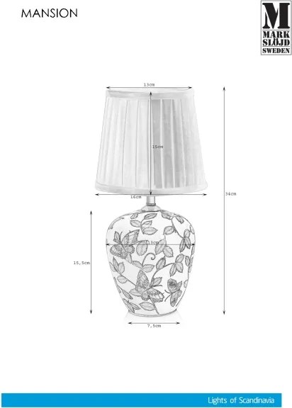 Markslöjd 107039 - Lampada da tavolo MANSION 1xE14/40W/230V