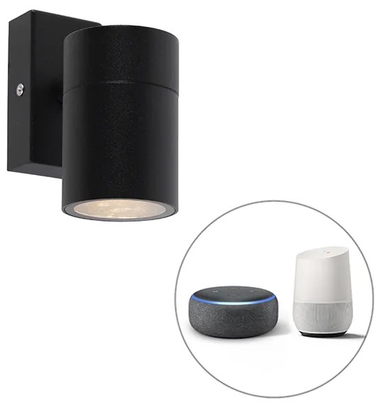 Lampada da parete per esterni intelligente nera con WiFi GU10 IP44 - Solo
