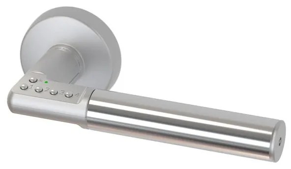 Maniglia su rosetta tonda YALE  Y8812 8RA1 0025 in inox argento satinato, 2 pezzi