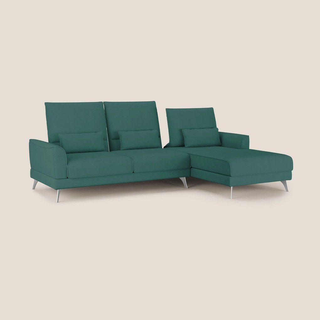Tommy Divano angolare con relax e schienali traslanti in microfibra smacchiabile T11 petrolio
