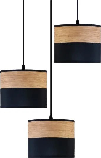 Lampadario a sospensione con cavo ALBA 3xE27/15W/230V diam. 40 cm nero/marrone