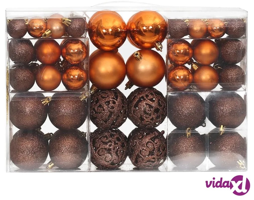 vidaXL Palline di Natale 100 pz Marroni 3 / 4 / 6 cm