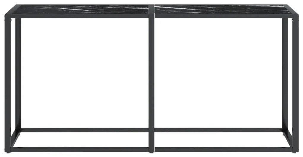 Tavolo consolle nero marmo 160x35x75,5 cm in vetro temperato