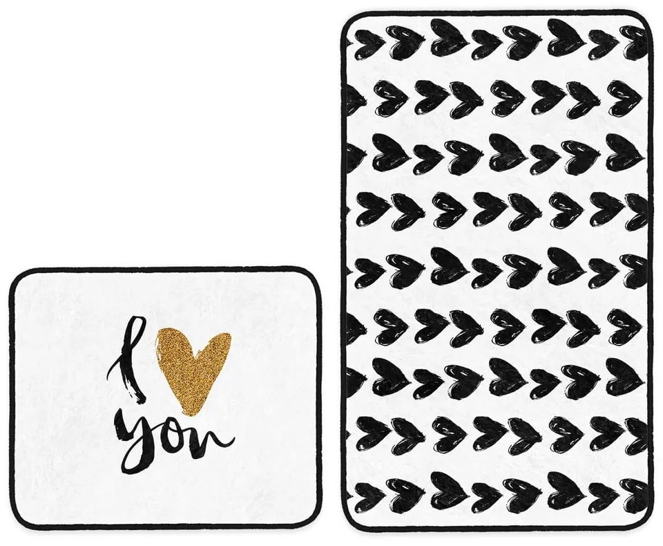 Tappetini da bagno bianco-nero in set da 2 100x60 cm - Minimalist Home World