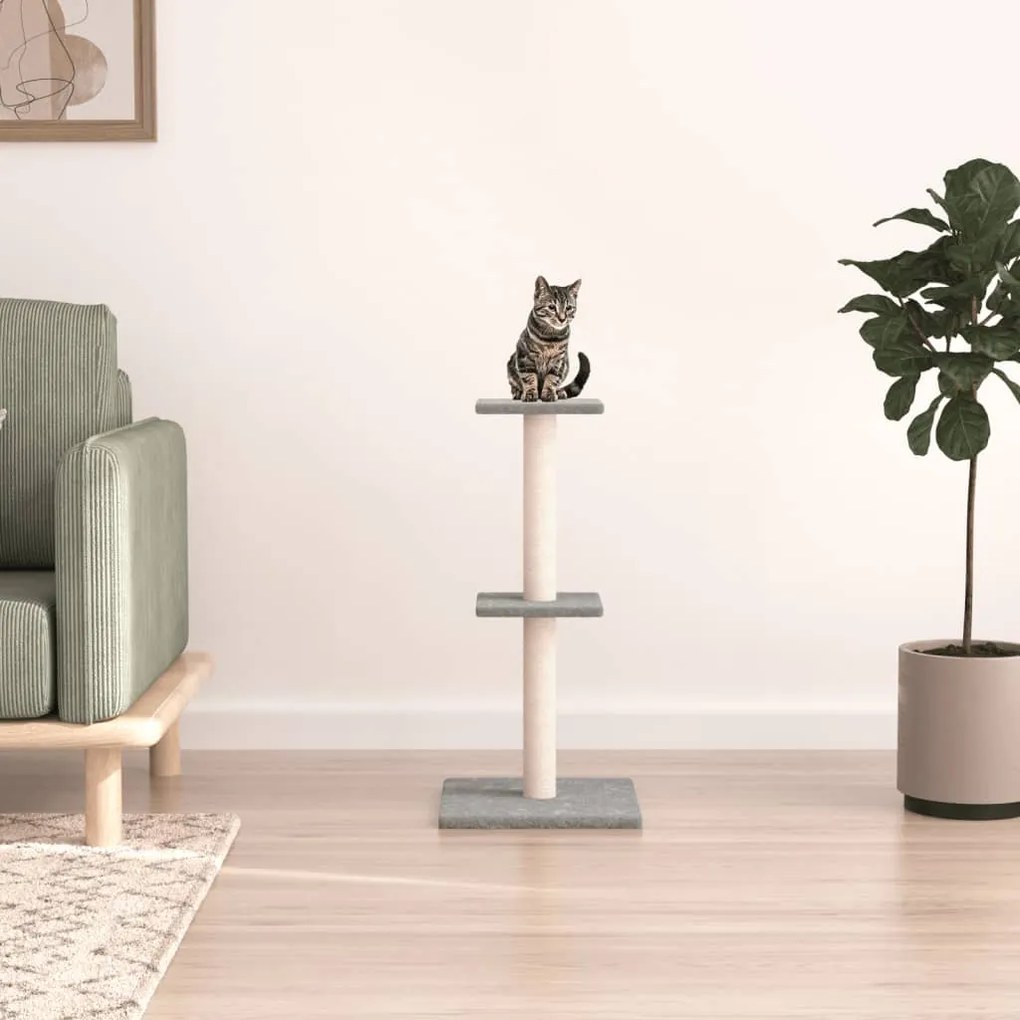 Albero per gatti con tiragraffi in sisal grigio chiaro 73 cm