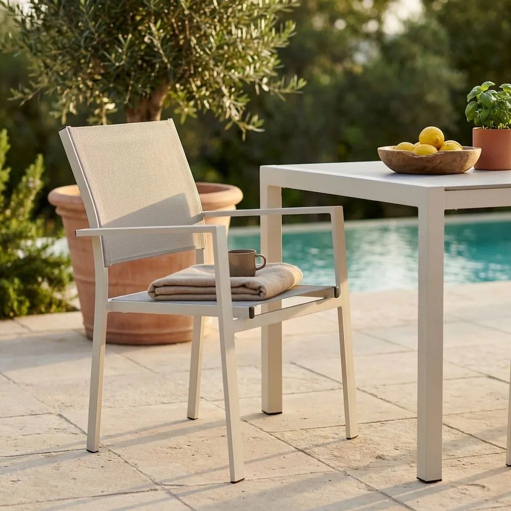 VENUS - poltrona da giardino in alluminio e textilene impilabile