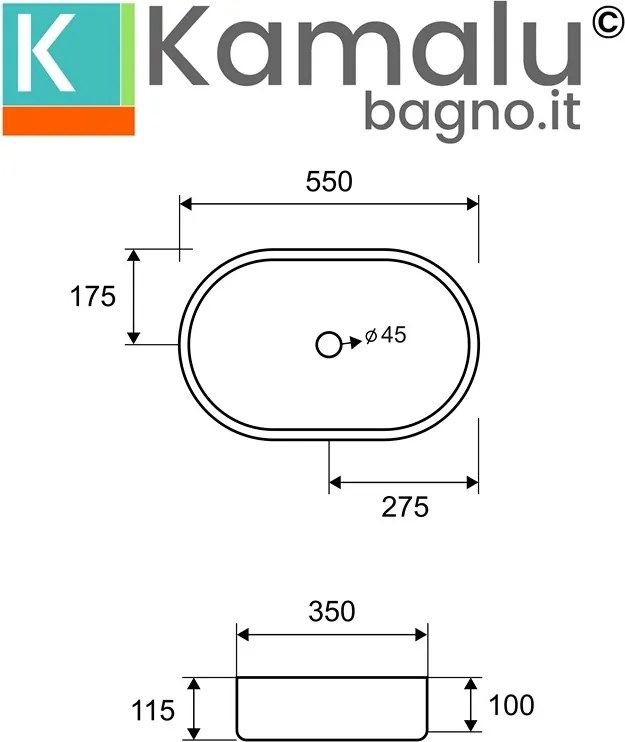 Lavabo appoggio in acciaio inox finitura oro spazzolato | KJ5500G - KAMALU