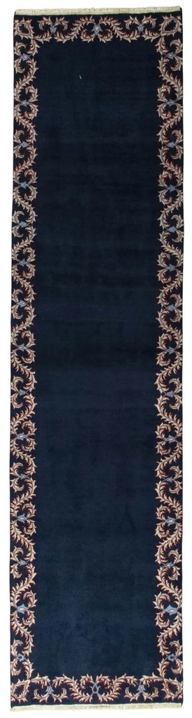 Kashan Tappeto persiano 380 x 100 Blu (Iran) Annodato A Mano