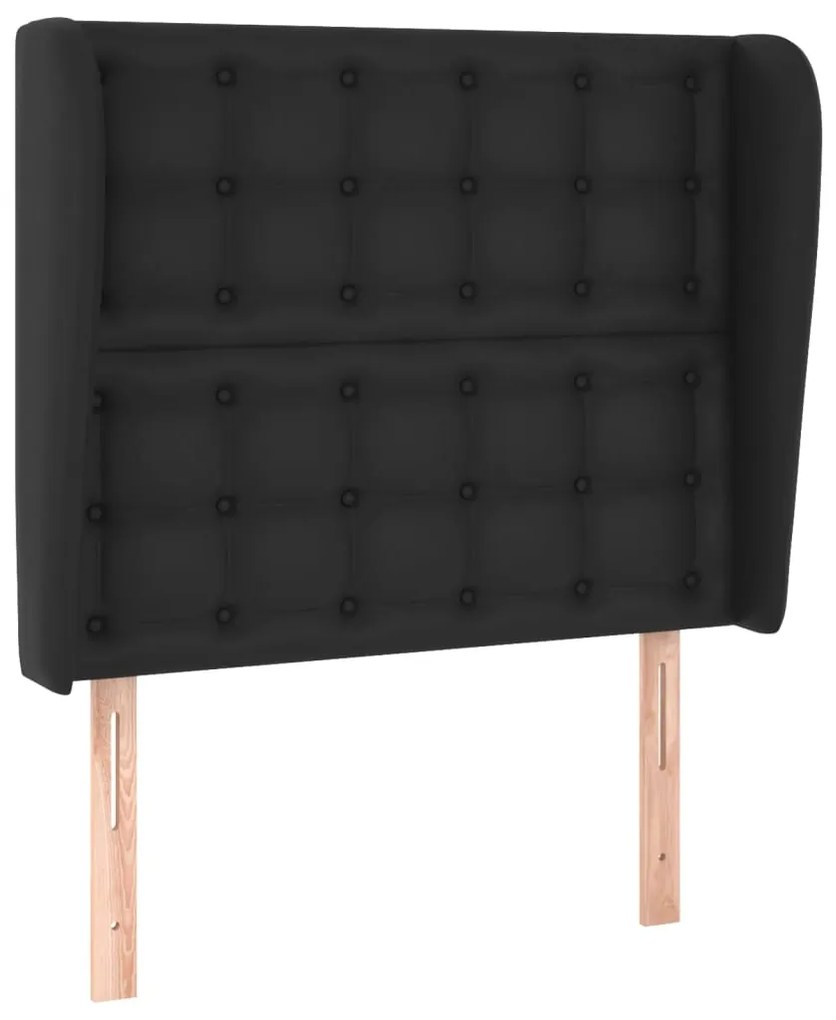 Testiera ad orecchio nera 103x23x118/128 cm in similpelle