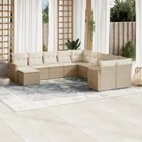 Set Divani da Giardino 11 pz con Cuscini Beige in Polyrattancod mxl 116802