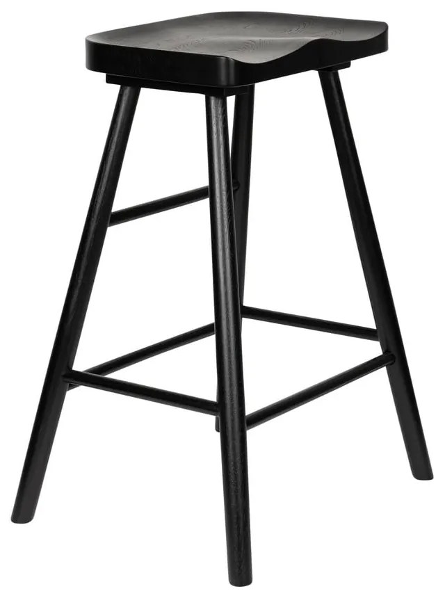 Sedia da bar nera in rovere massiccio (altezza della seduta 65,5 cm) Vander – White Label