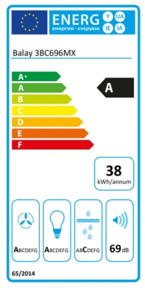 Cappa Classica Balay 3BC696MX 600 m3/h 69 dB (A) Argentato Acciaio