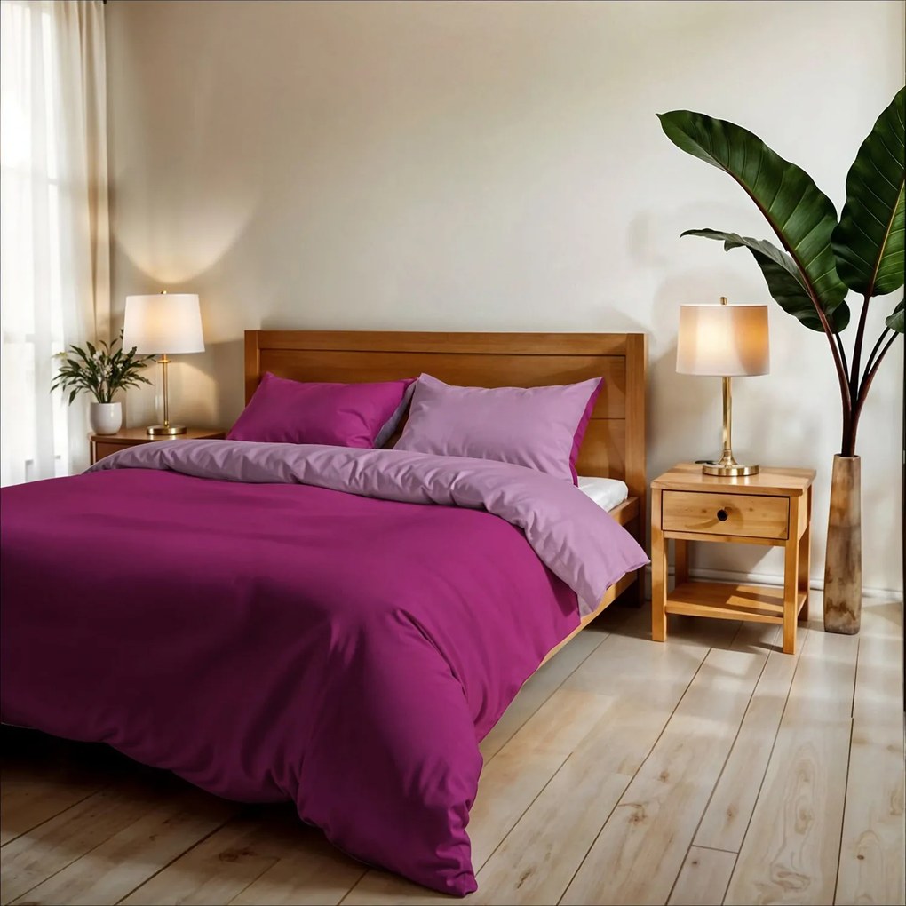 Parure copripiumino matrimoniale fucsia e lilla Datex