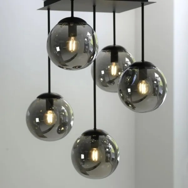 JUST LIGHT. 14602-18 - Lampadario a sospensione con supporto rigido WIDOW 5xE14/25W/230V nero