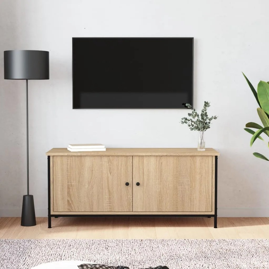 Mobile tv con ante rovere sonoma 102x35x45 cm legno multistrato