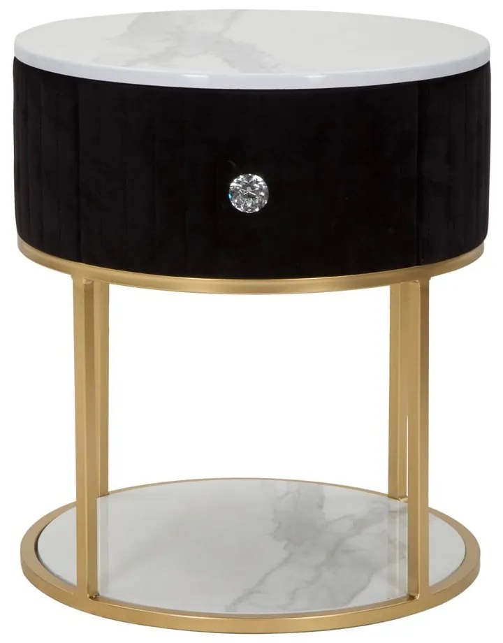 Comodino in nero e oro Montpellier - Mauro Ferretti