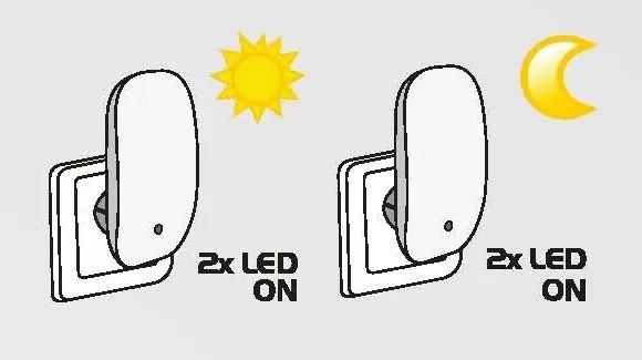 Prezent 1619 - Lampada LED da presa 2xLED/0,3W/230V con sensore