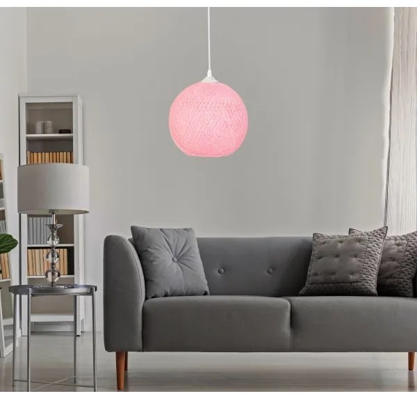 Lampadario su corda  JUTE 1xE27/60W/230V rosa