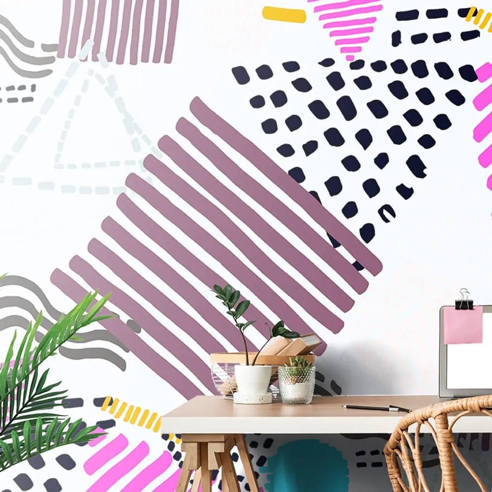 Carta da parati autoadesiva – Motivo Memphis in stile pop-art