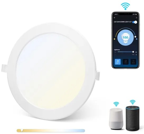 Aigostar - Luce LED da incasso dimmerabile LED/18W/230V Wi-Fi d. 22 cm