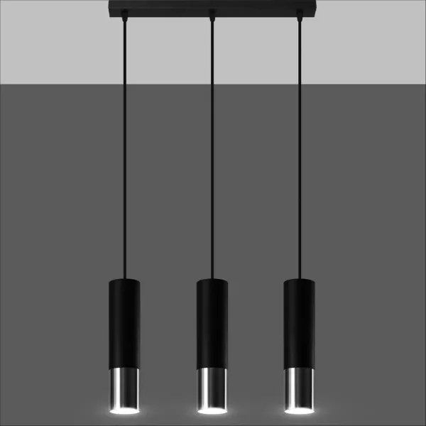 Sollux SL.0942 - Lampadario a sospensione con filo LOOPEZ 3xGU10/10W/230V nero/cromo