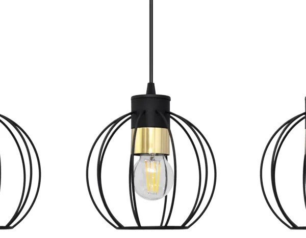 Lampadario a sospensione con filo STARLIGHT 3xE27/15W/230V nero/oro