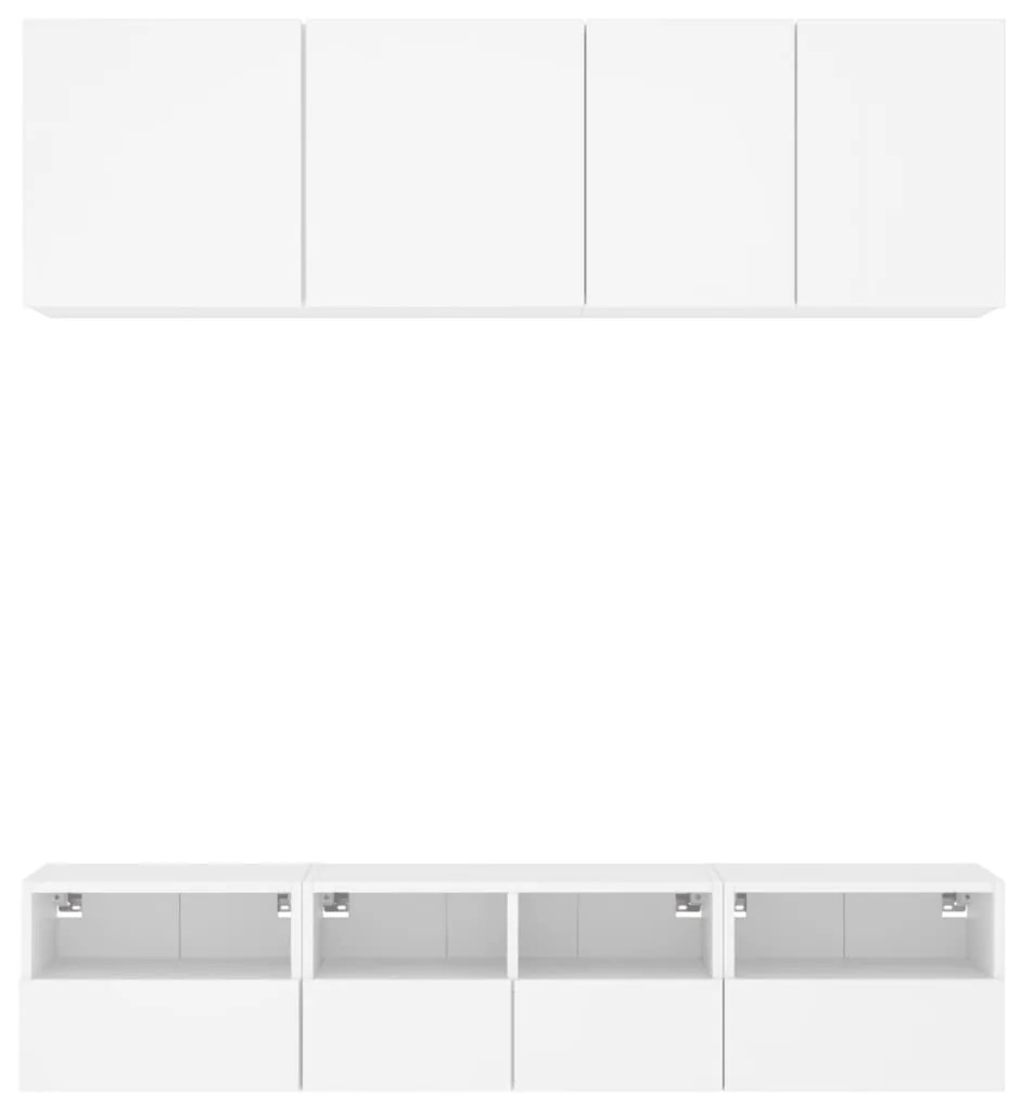 Mobili tv a muro 5pz bianchi in legno multistrato