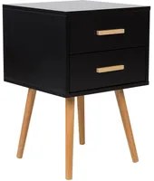 Comodino colore Nero e Legno Chiaro 61 x 40 x 40 cm con 2 Cassetti stile Scandinavo camera da letto