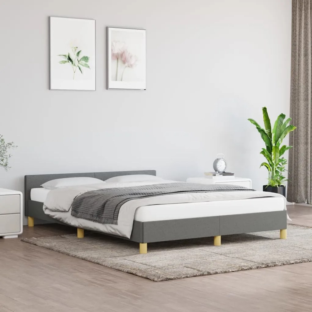 Giroletto Senza Materasso Grigio Scuro 140x200 Cm Tessuto /