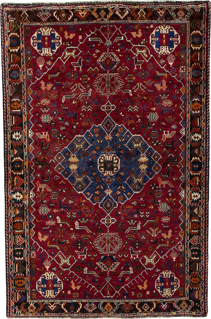 Shiraz Tappeto persiano 230x150 Rosso (Iran) Annodato A Mano