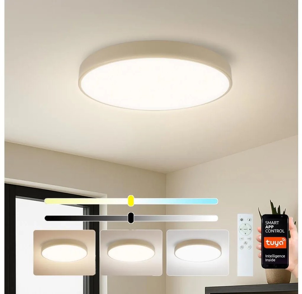 Brilagi - Lampada LED dimmerabile POOL SMART LED/60W/230V Ø 50 cm Wi‑Fi Tuya beige + telecomando