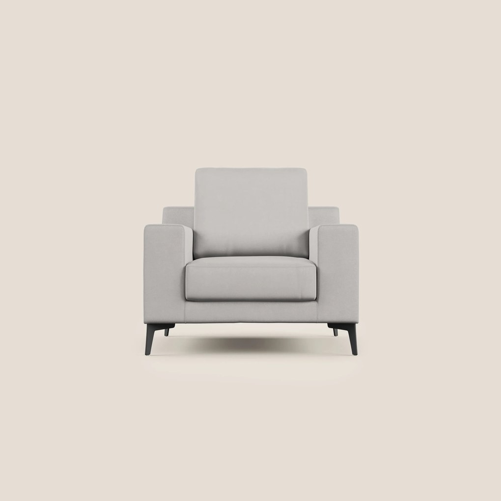 Prestige poltroncina moderna in microfibra smacchiabile T11 grigio chiaro