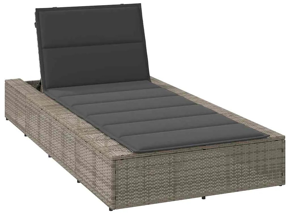 Lettino Prendisole Con Cuscino Galleggiante Grigio Polyrattan /