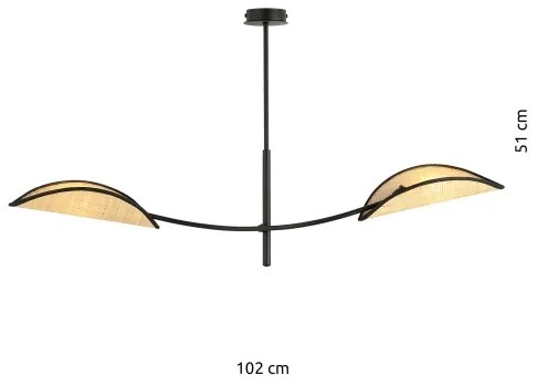 Lampadario a sospensione con supporto rigido LOTUS 2xE14/10W/230V nero/beige