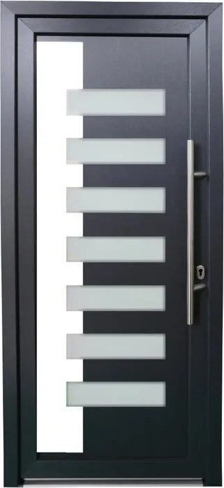 Portoncino d'ingresso 20022 L 80 x H 210 cm in PVC antracite, apertura spingere a sinistra, falso telaio non incluso