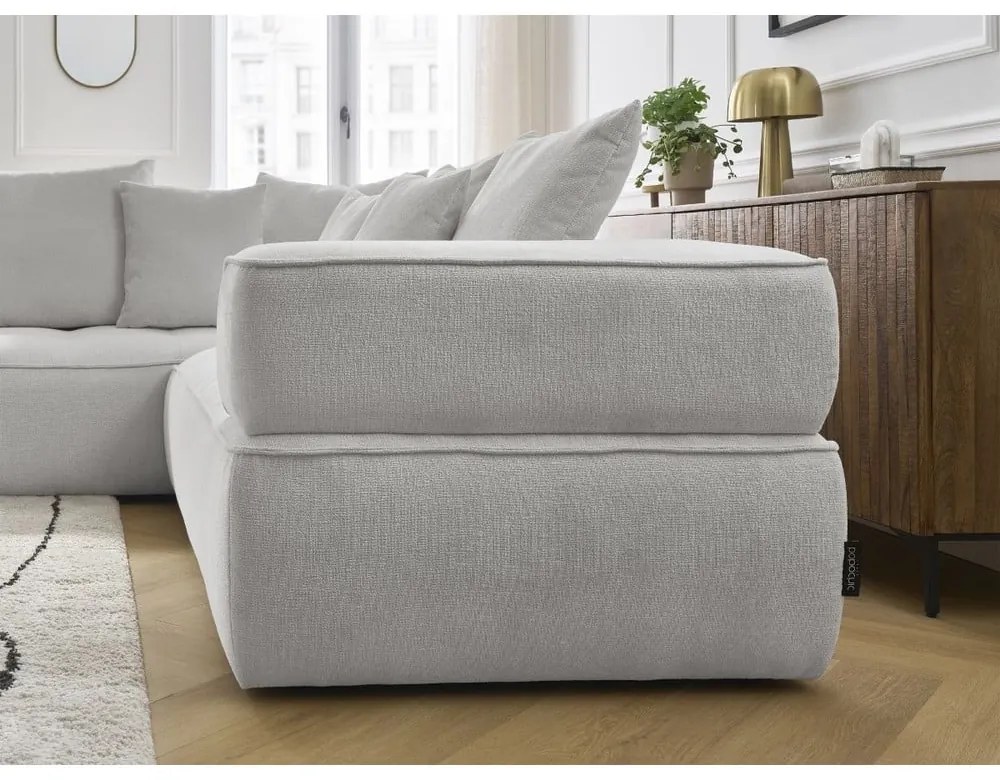 Divano angolare grigio chiaro (penisola a sinistra/a L) con rivestimento in ciniglia Whesley – Bobochic Paris