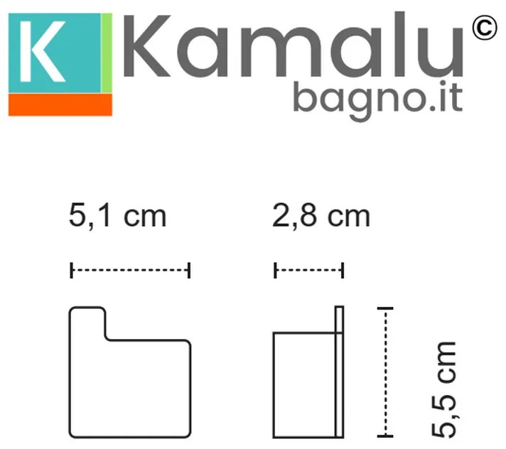 Kamalu - appendino bagno gancio a sinistra in acciaio inox nero opaco | nuevo-n