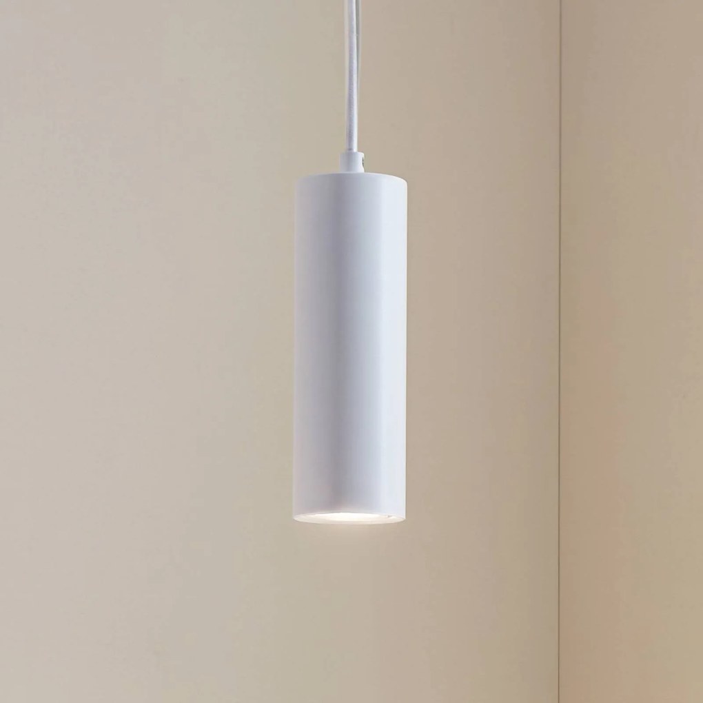 Lindby lampada a sospensione Joffrey, Ø 6 cm, bianco, metallo, GU10