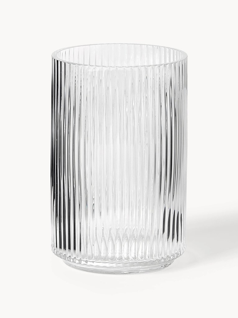 Vaso decorativo in vetro soffiato con struttura millerighe Carlo, alt. 20 cm