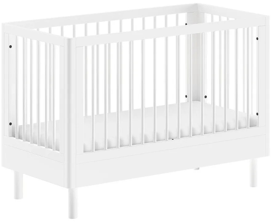 Lettino bianco in faggio massiccio con altezza regolabile 60x120 cm Forrest – Vipack