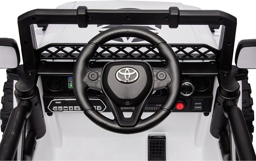 Macchina Elettrica per Bambini Fuoristrada Toyota Fj Cruiser 12V Telecomando Ruote in Gomma e Sedile in Pelle Bianco...