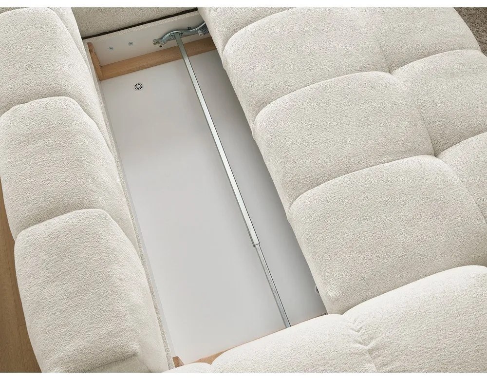 Divano angolare bianco allungabile e con contenitore (penisola a destra/a L) con rivestimento in ciniglia Everest – Bobochic Paris