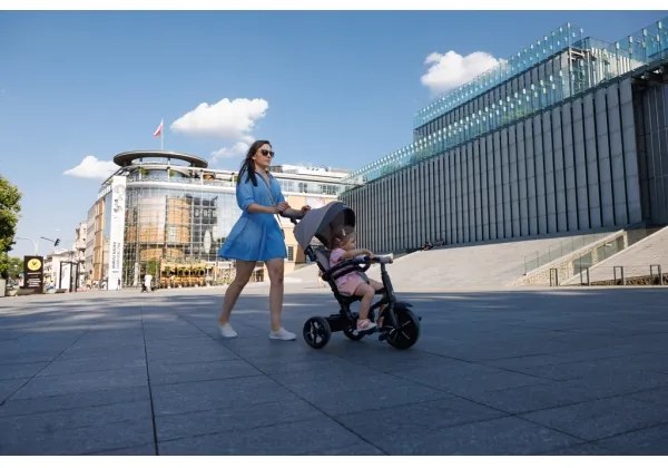 QPlay - Triciclo per bambini 3in1 RITO STAR grigio chiaro