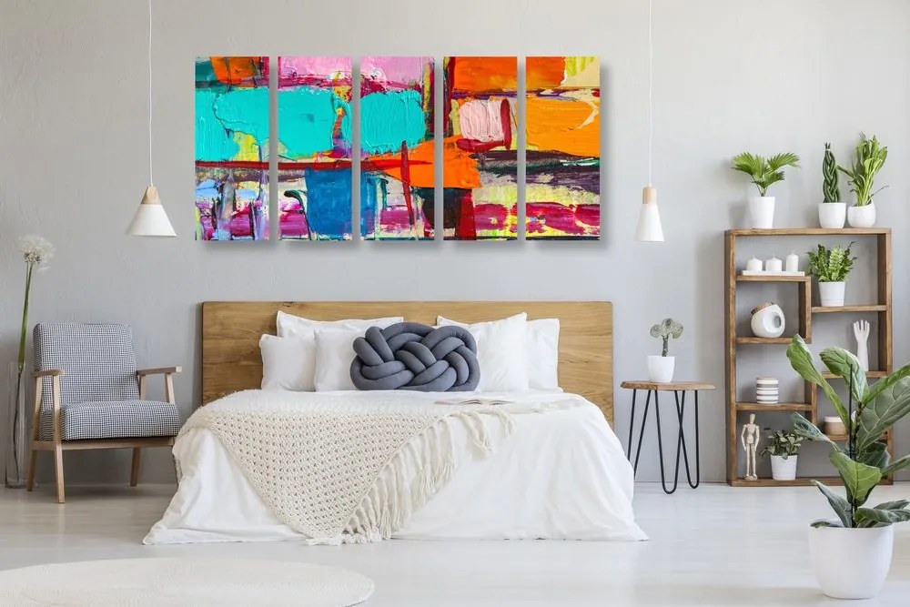 Quadri 5 pezzi – Opera d'arte di design astratto